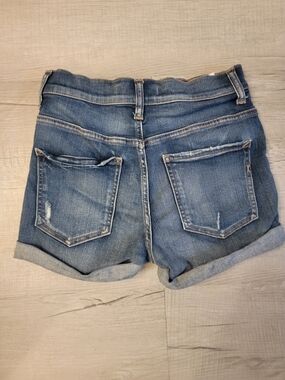 Express Blue Distressed Boyfriend Denim Shorts